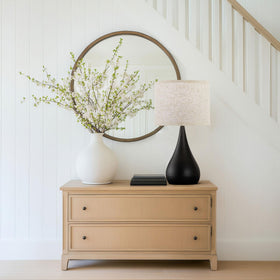 Leasgy modern table lamps add clean lines to living room decor.