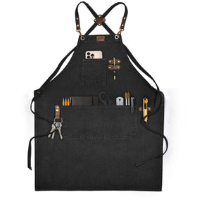 LEATHER VILLAGE Chef Apron with cross-back straps for comfortable all-day wear
