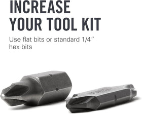 Leatherman Bit Driver Extender compatible with exchangeable bits across models.