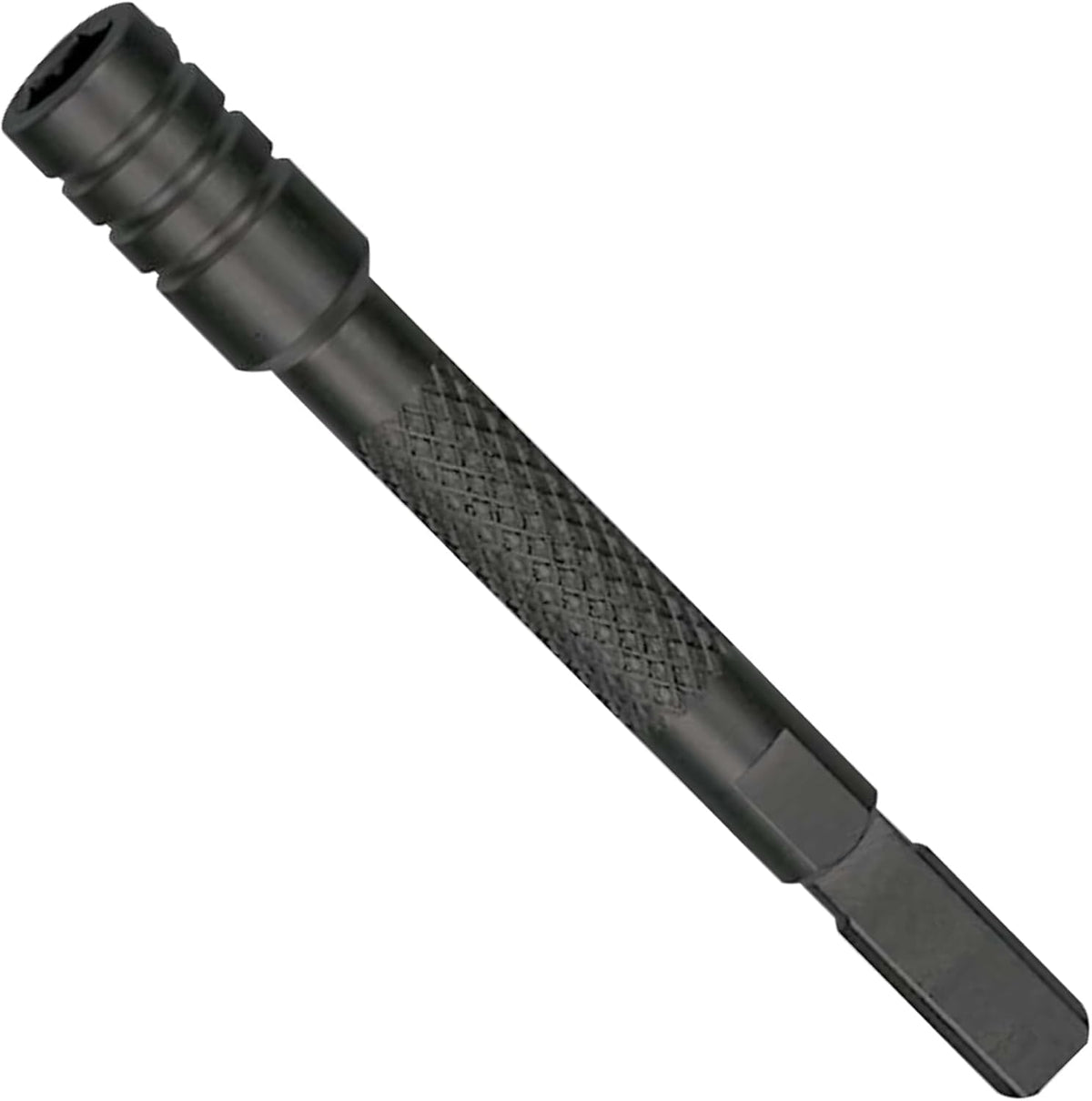 Leatherman Bit Driver Extender attached to a multi-tool reaching tight spaces.