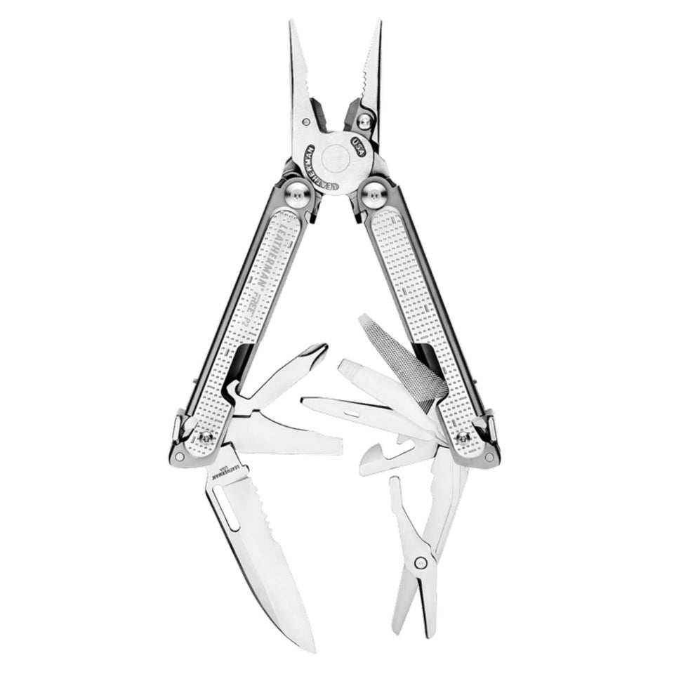 Leatherman Free P2 outside-access tools enable quick one-handed use.