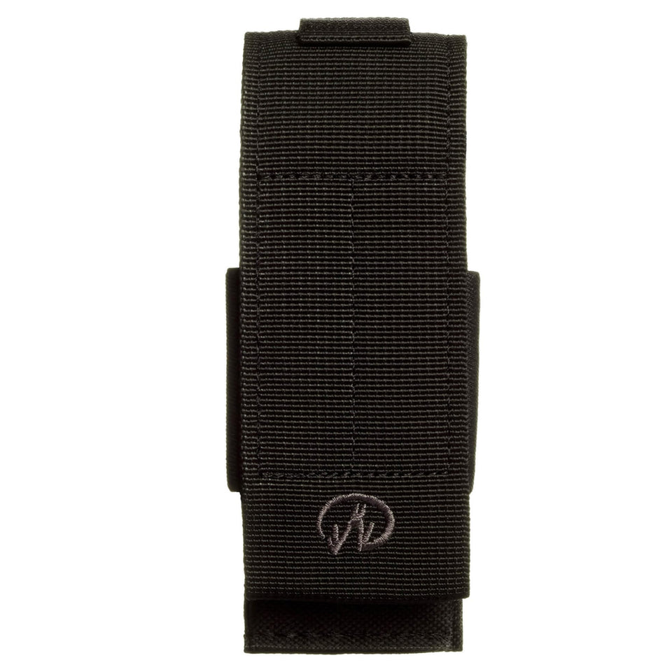 Leatherman MOLLE sheath with three elastic pockets for quick, organized tool access.