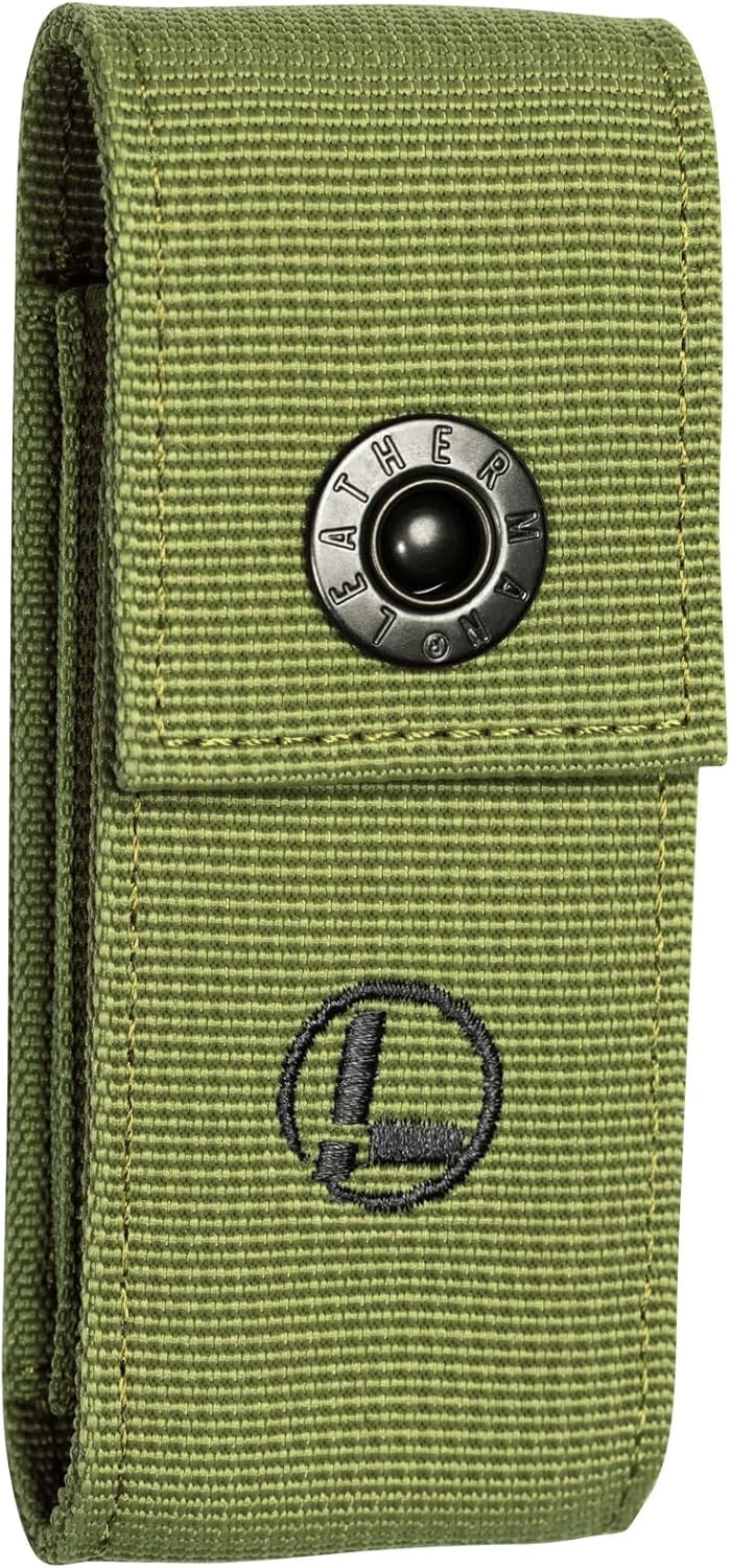 Leatherman Premium Nylon Snap Sheath front view protects your tool on the belt.