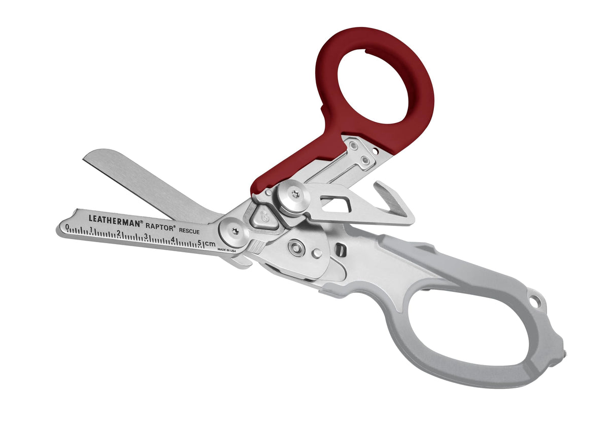 Leatherman Raptor Rescue carried on belt holster for fast access