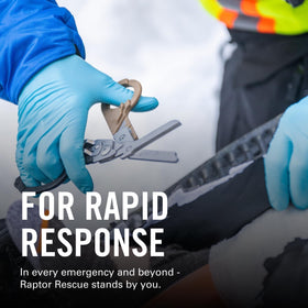 Carbide glass breaker detail on Leatherman Raptor Rescue for quick windshield access