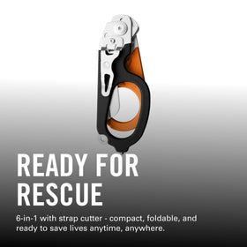 Strap cutter feature on Leatherman Raptor Rescue for rescue operations