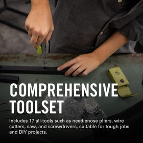 Leatherman Rebar with pliers open, showcasing a strong grip for tough tasks.