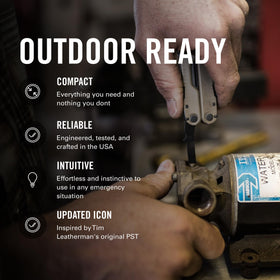 Leatherman Rebar saw blade exposed for fast material cuts on site.