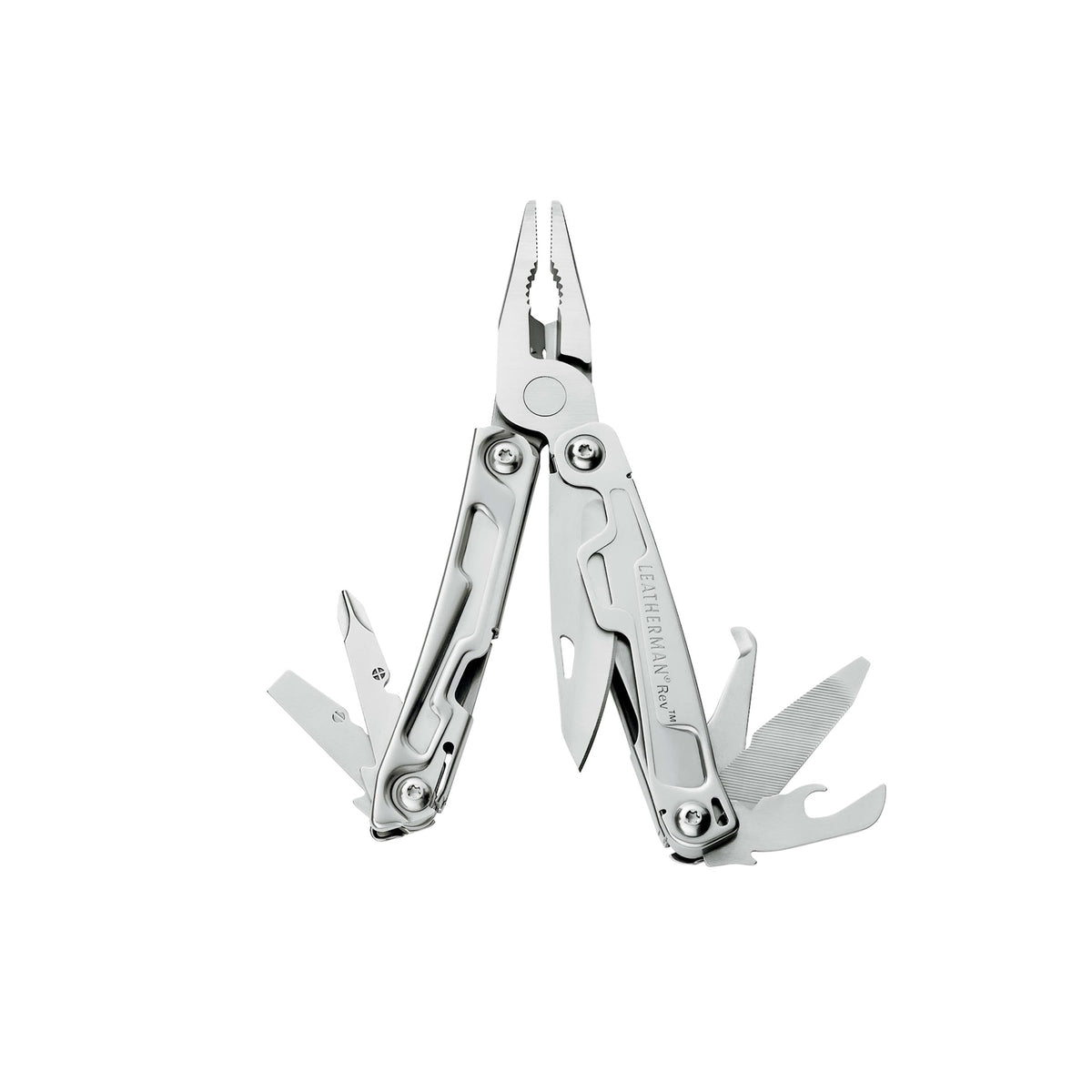 Leatherman Rev outside-access tools enable quick, one-handed use.