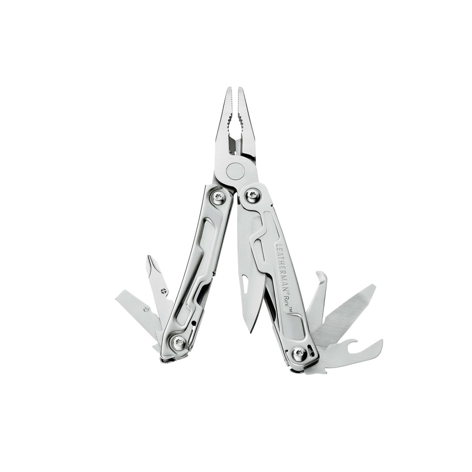 Leatherman Rev outside-access tools enable quick, one-handed use.