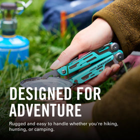 Leatherman Signal with built-in fire starter for campfires.