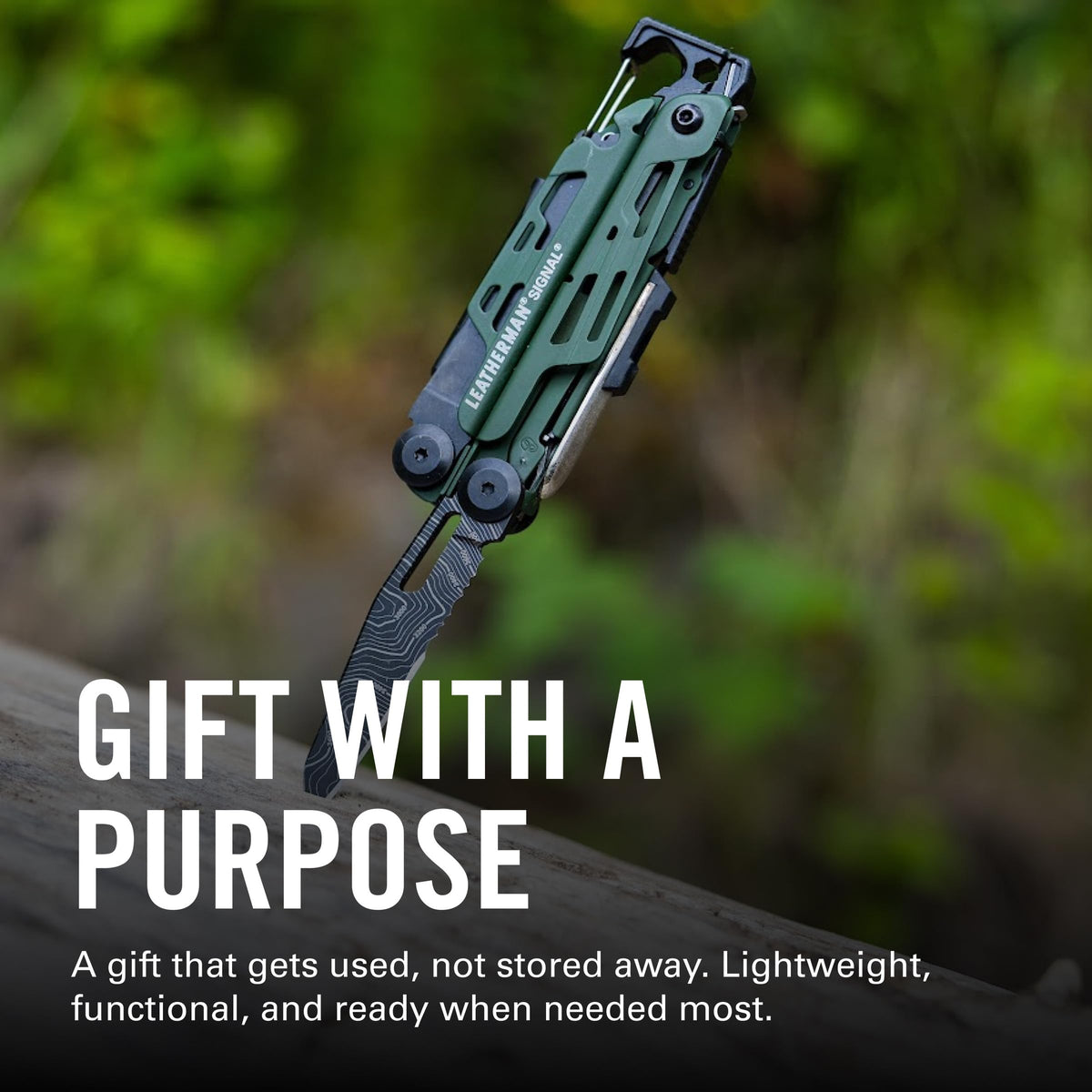 Leatherman Signal can opener in use for backpacking meals.