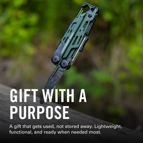 Leatherman Signal can opener in use for backpacking meals.