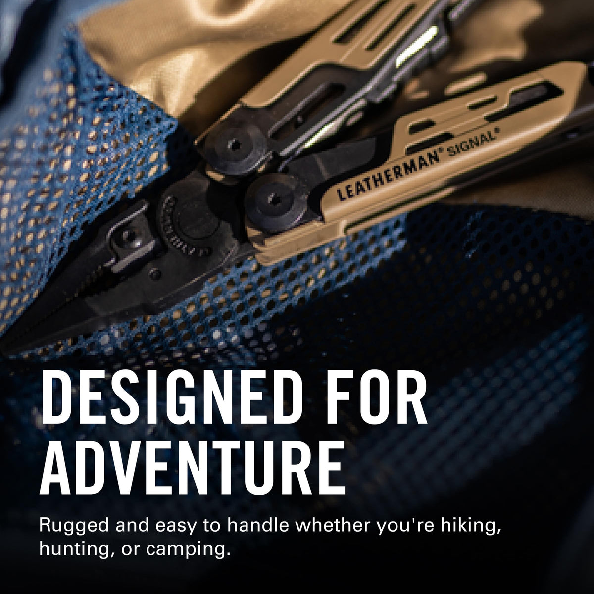 Leatherman Signal built-in fire starter demonstrated for campsite warmth