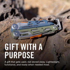 Leatherman Signal safety-whistle for emergency signaling during hikes.