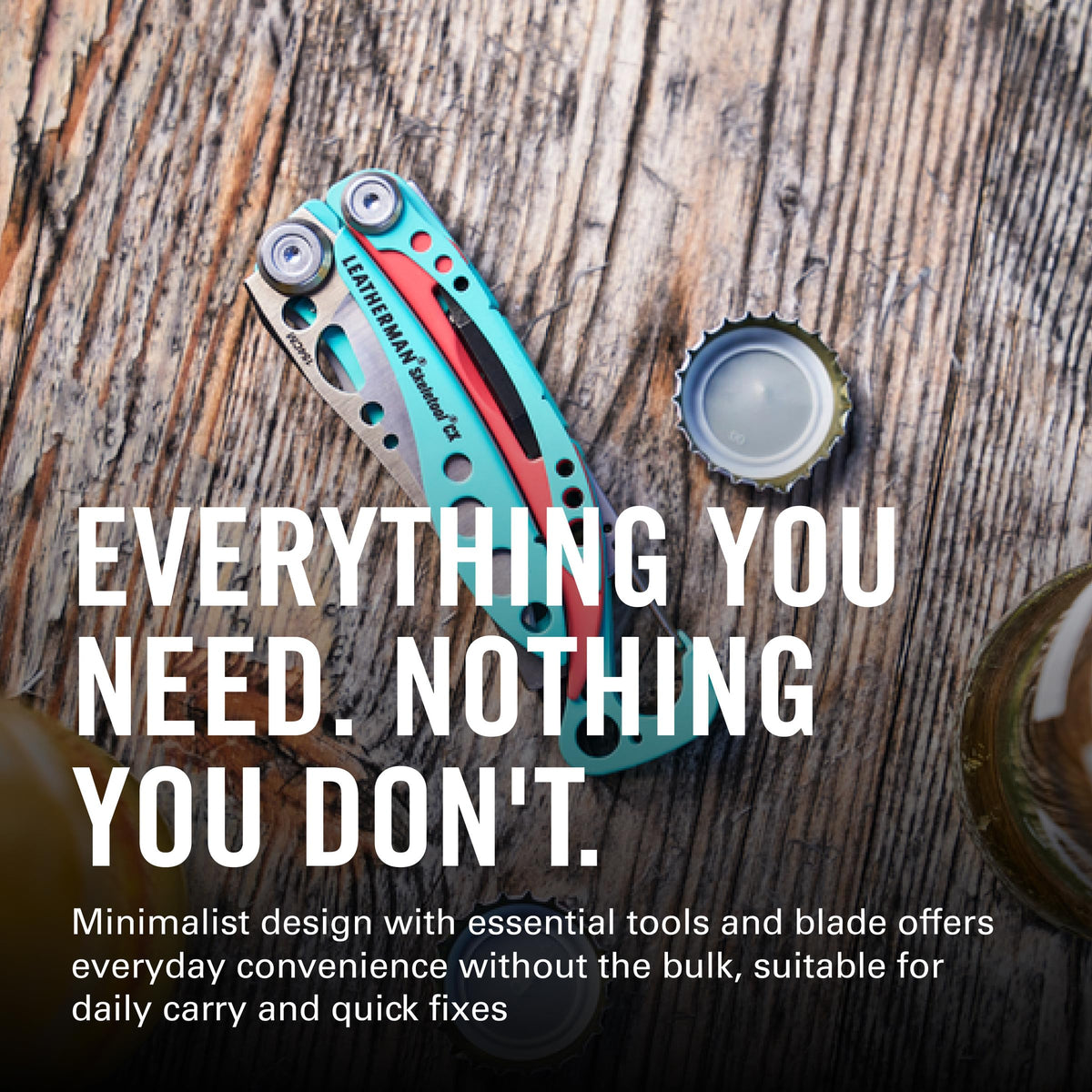 Leatherman Skeletool CX blade-open highlighting a sharp straight-edged blade.