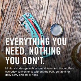 Leatherman Skeletool CX blade-open highlighting a sharp straight-edged blade.