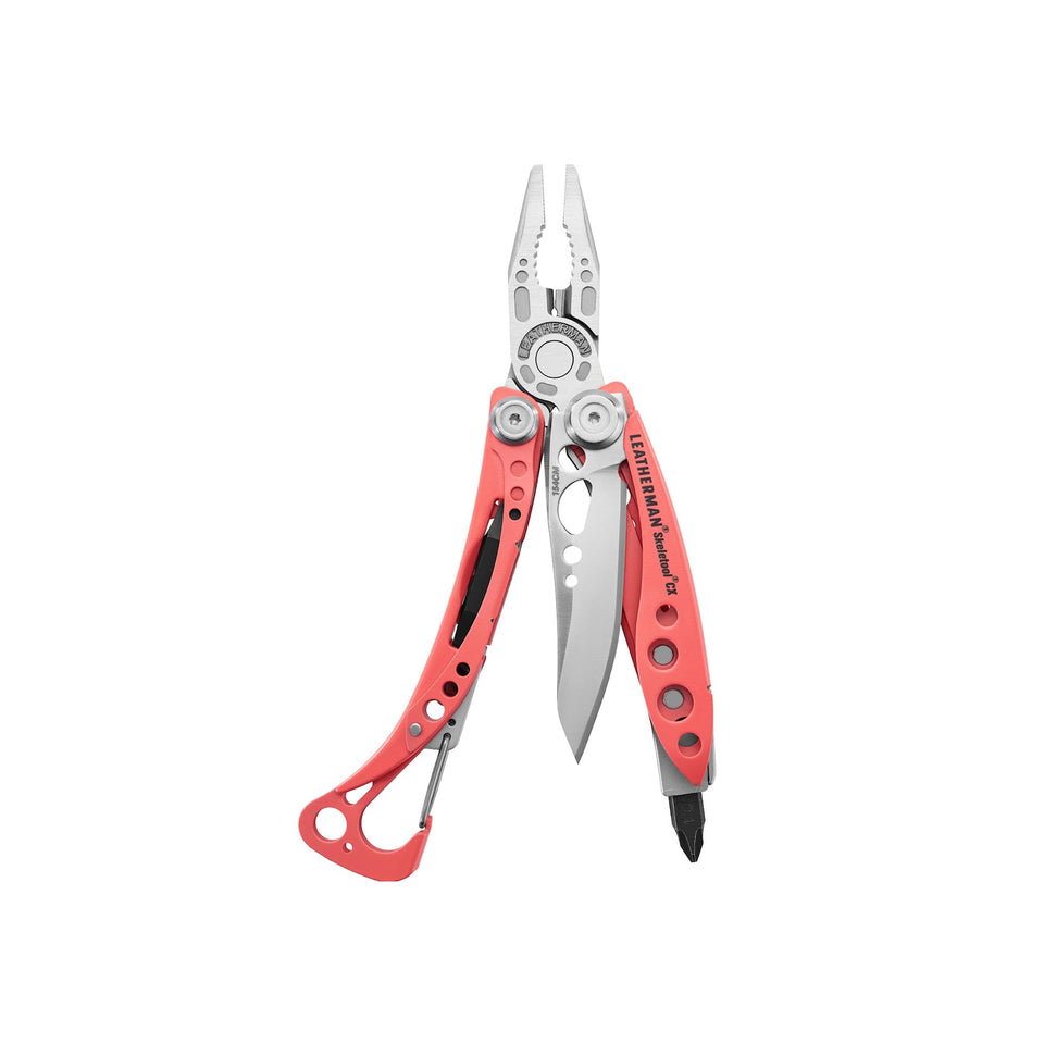 Leatherman Skeletool CX guava front view highlighting compact everyday carry