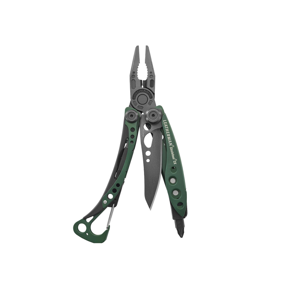 Leatherman Skeletool CX knife blade for clean, on-the-go cutting during outdoor tasks.