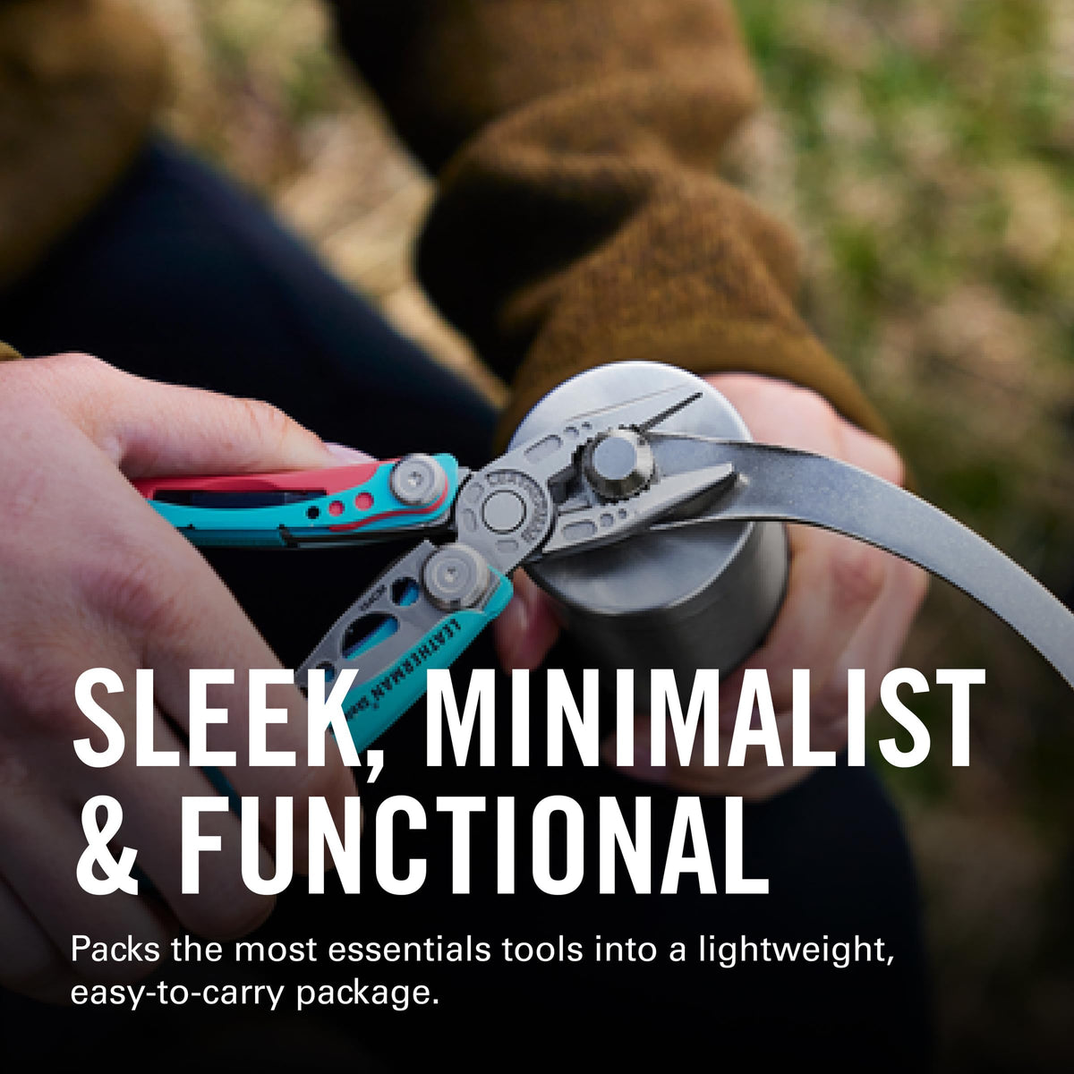 Leatherman Skeletool CX close-up showing durable pliers for tough jobs.