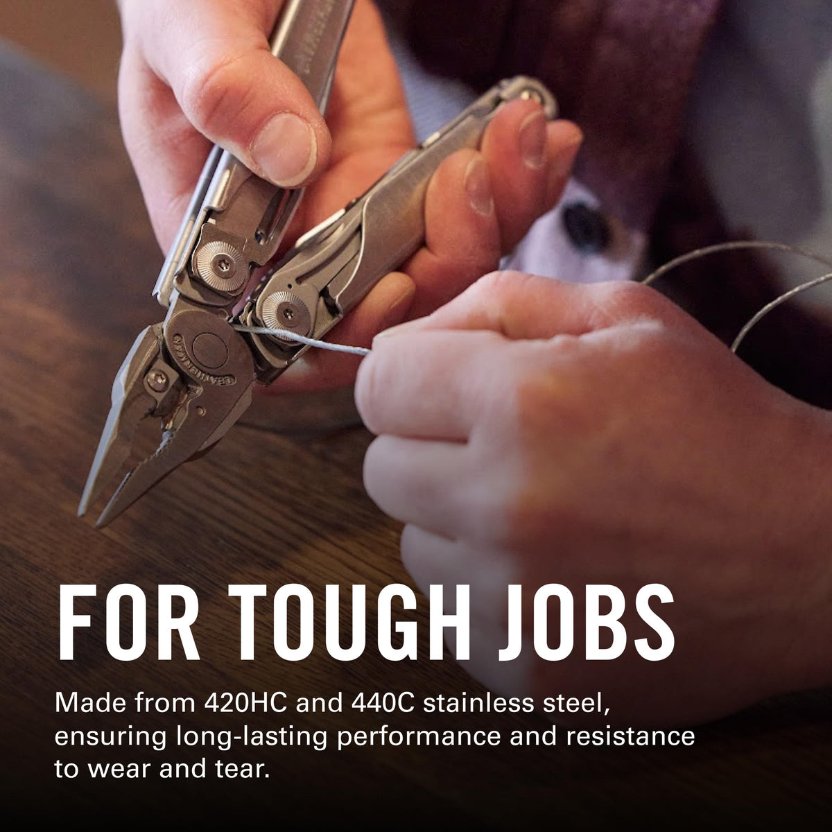 Leatherman Surge long blades in action for cutting tasks