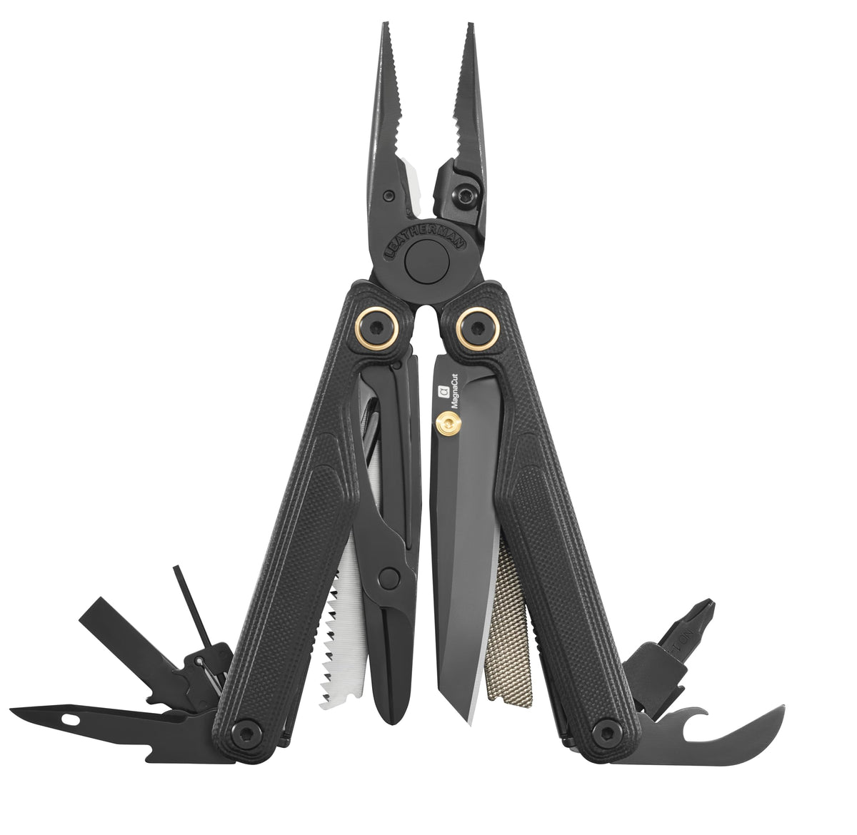 Leatherman Wave Alpha MagnaCut blade delivers enhanced edge retention for daily tasks.