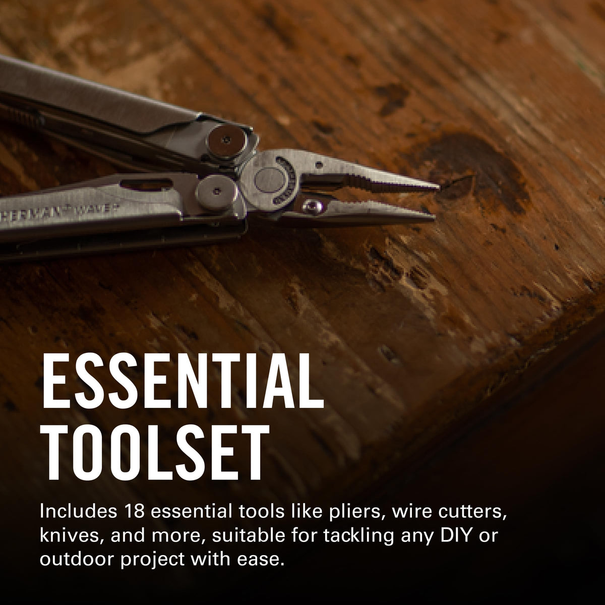 Leatherman Wave+ pliers open black, showcasing grip and versatile handling.