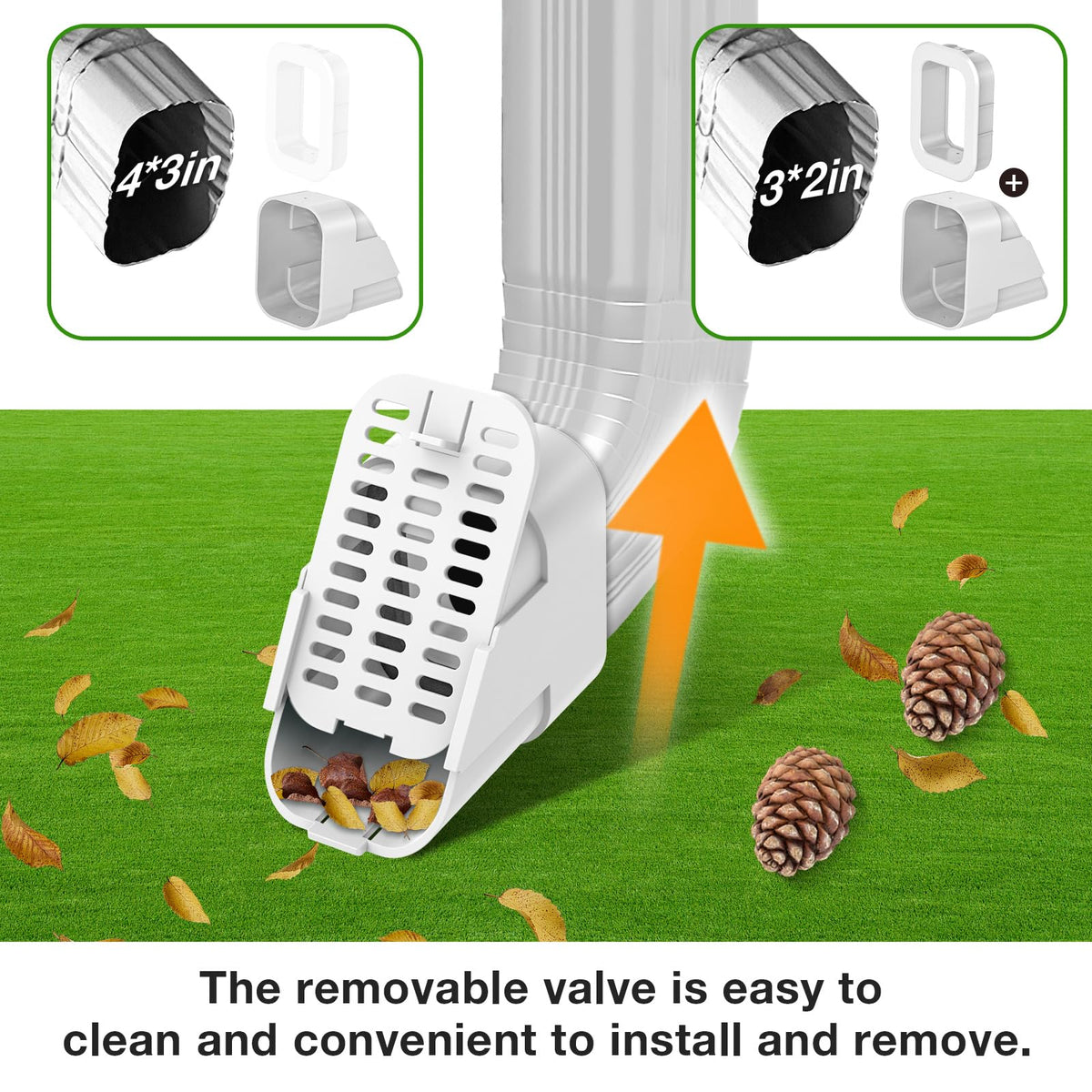 Lebenwell outlet filter blocks leaves near the base to prevent clogs.