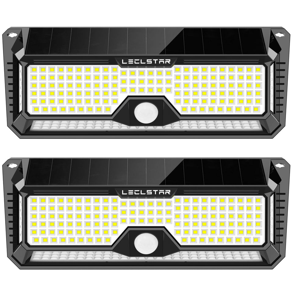 LECLSTAR solar outdoor lights deliver 4000 lumens for bright yard illumination.