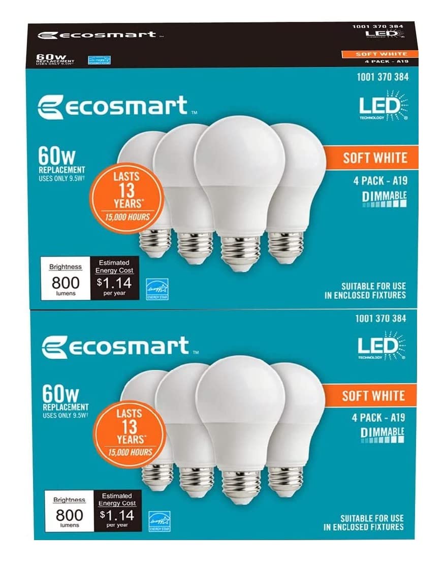 EcoSmart 2700K soft white light for cozy living spaces.