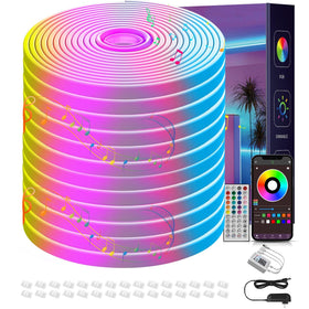 Ledagic 50ft RGB neon rope light outdoors for vibrant exterior decor