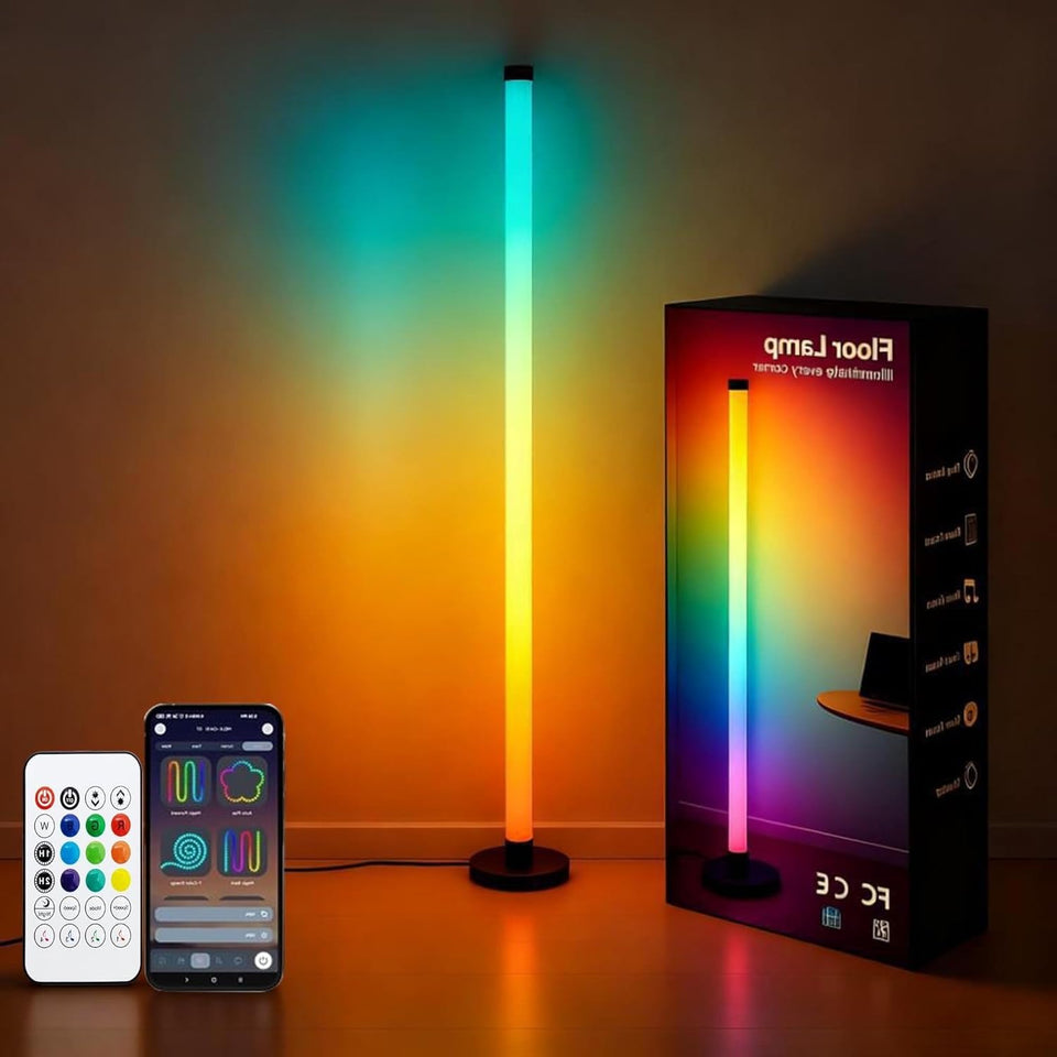Ledagic corner floor lamp side view with USB power for versatile setup.
