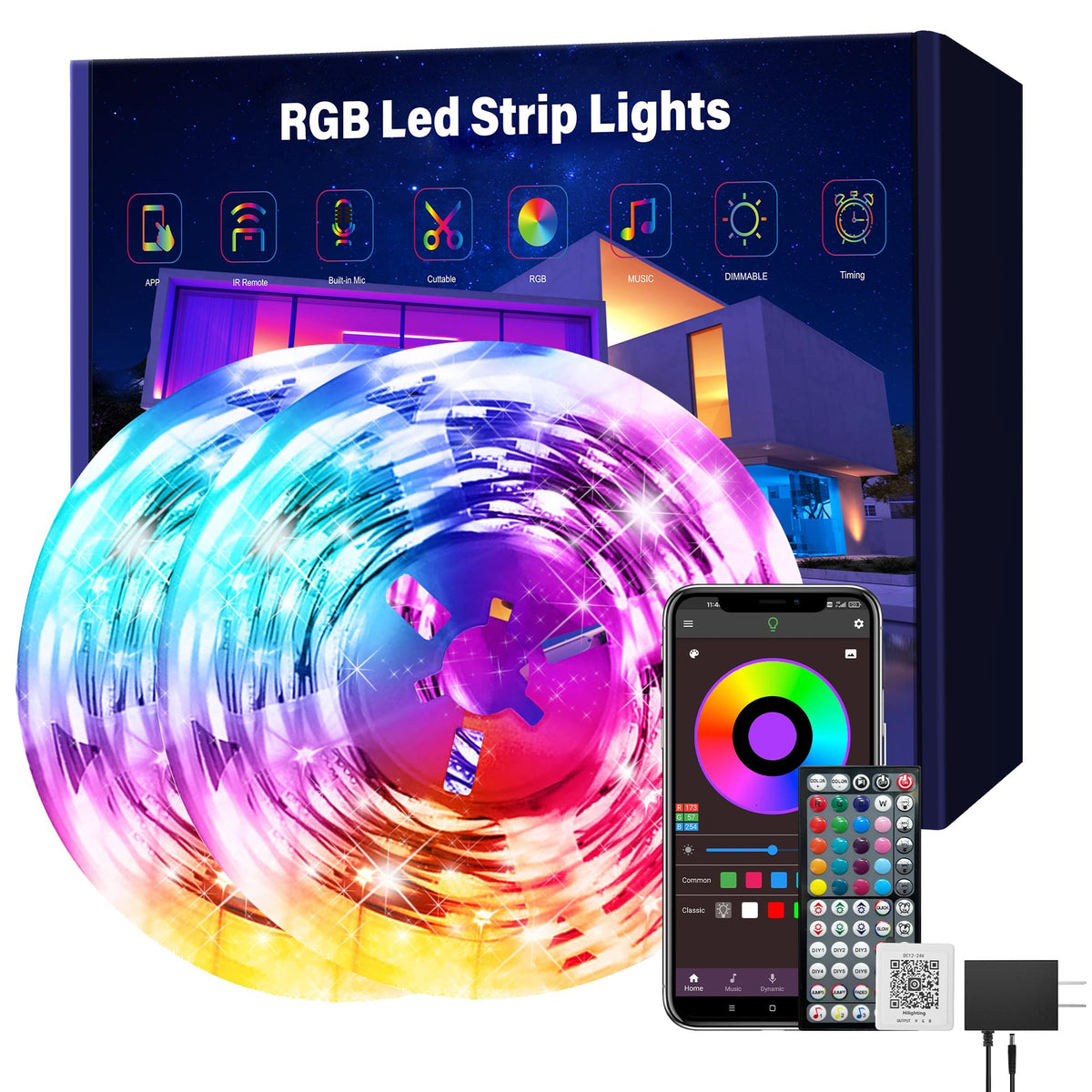 Ledagic LED lights in a bedroom setup with vibrant color options for mood lighting