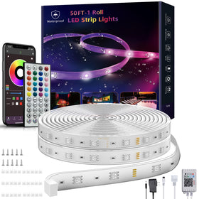 Ledagic outdoor LED strip lights 50ft with remote and app control for easy customization.