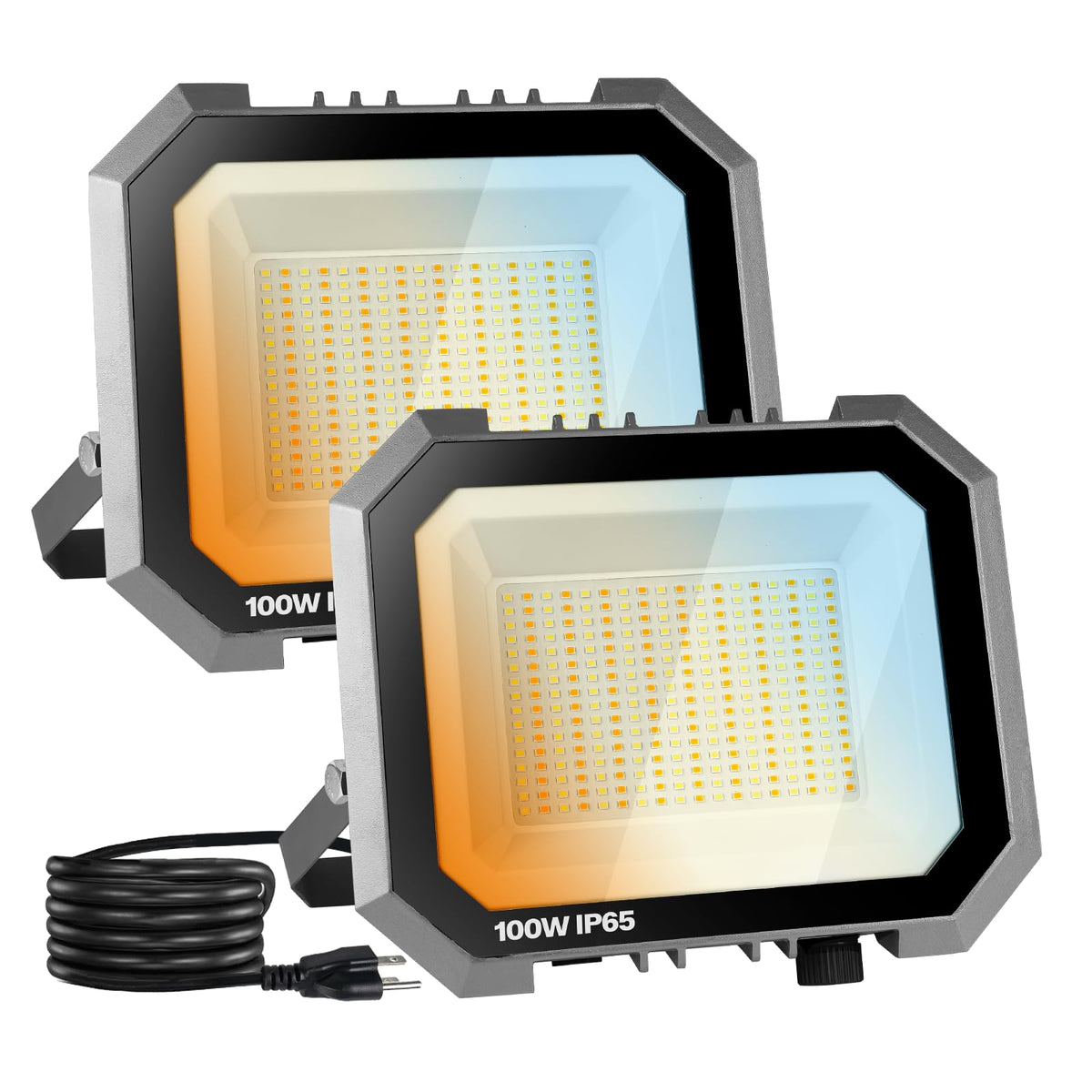 Leddictive 2-pack LED flood light front view for wide outdoor coverage