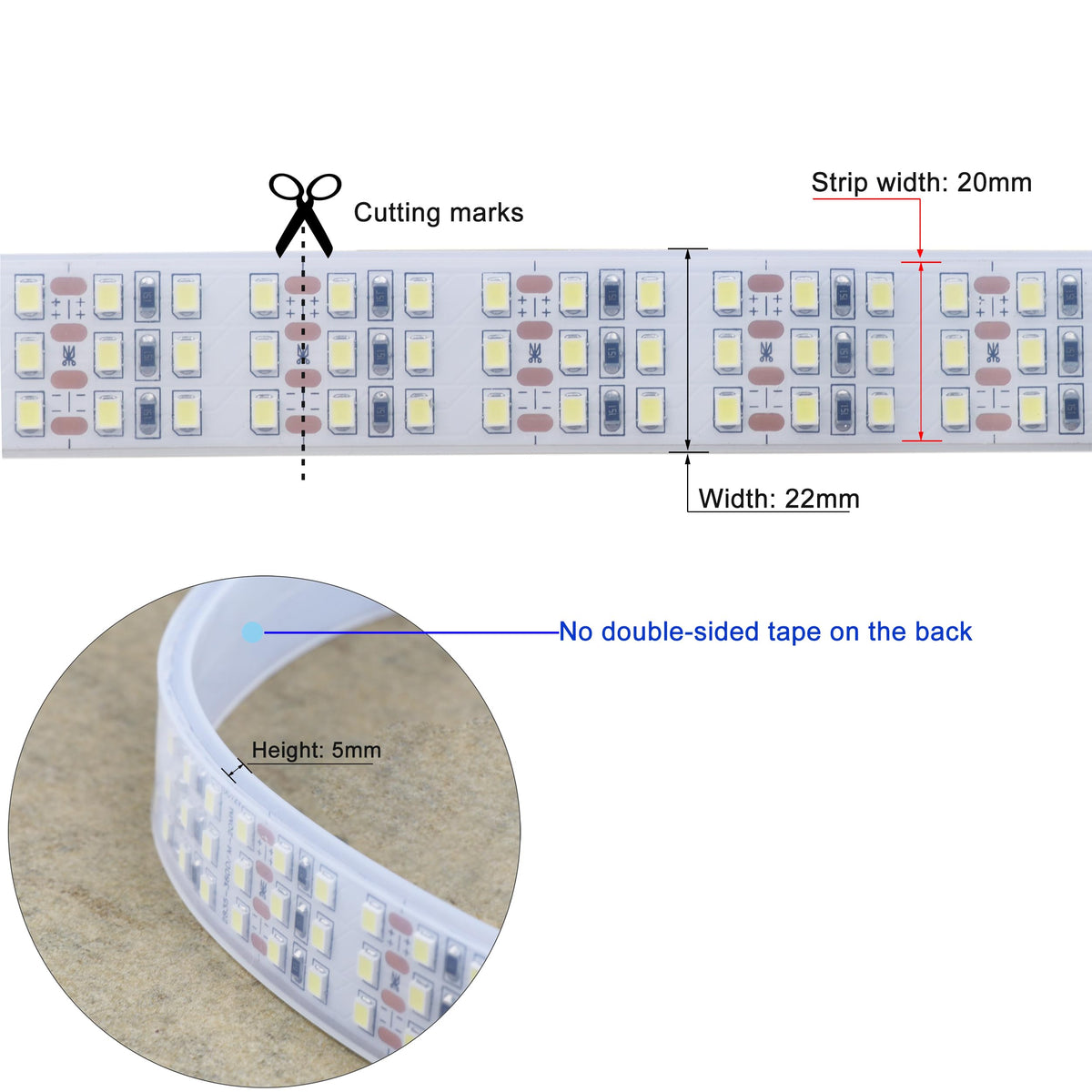 LEDENET cuttable LED strip with 9-LED segments for easy DIY projects.
