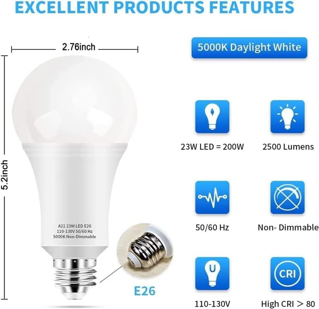 LEDERA A21 23W bulb provides 2500 lumens, ideal for living rooms and offices