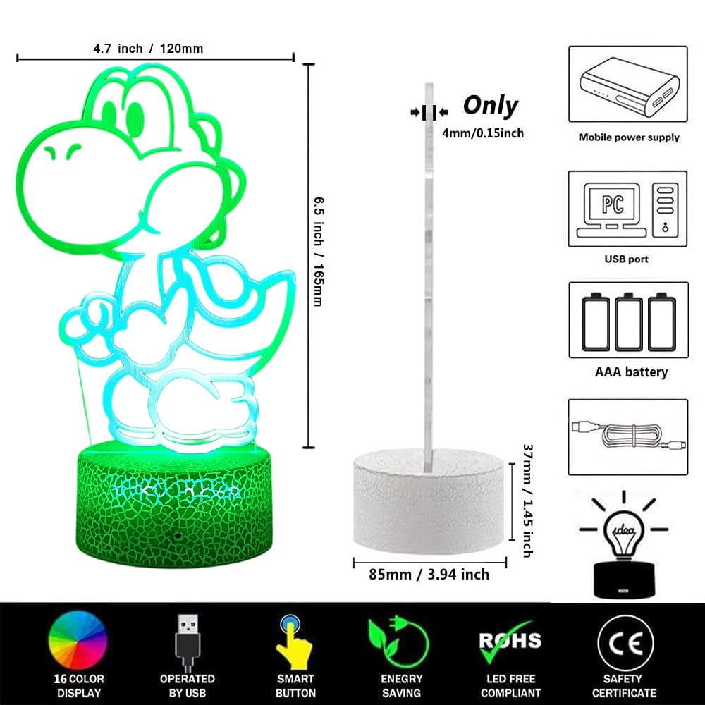 LEDERGO Yoshi Night Light 16 colors provide versatile ambiance for holidays and bedtime.