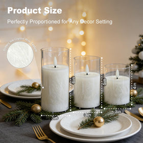 LEDHOLYT 3-piece ice crystal glass candle set elevates decor and events.