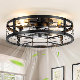 LEDIARY 20in caged fan with light and remote for quiet bedroom cooling.