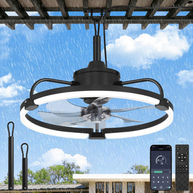 LEDIARY 20in outdoor ceiling fan with lights for large patios