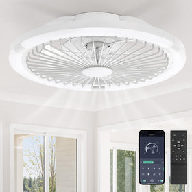 LEDIARY 20-inch bladeless ceiling fan with light adds a sleek focal point to a living room