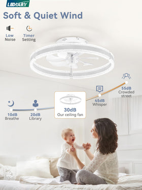 LEDIARY ceiling fan with light ultra-quiet motor for peaceful bedrooms