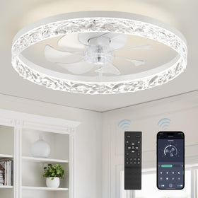 LEDIARY 20-inch ceiling fan with light and remote for easy cooling.