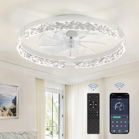 LEDIARY 20-inch low-profile fan front view with dimmable light for customized comfort.