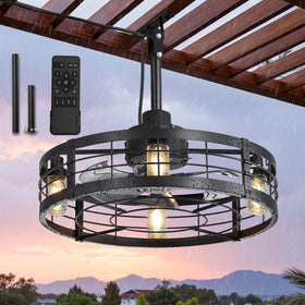 LEDIARY 22in outdoor fan with light and remote for easy backyard cooling