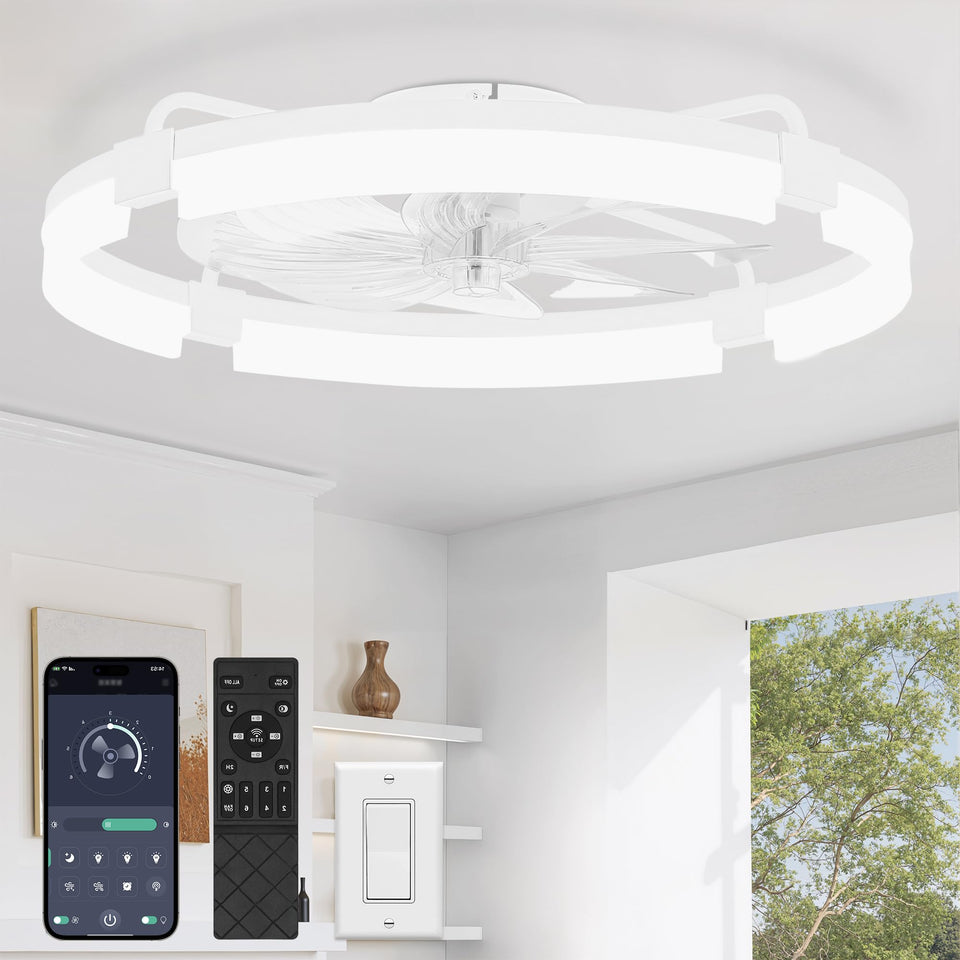 LEDIARY 24-inch ceiling fan with light and remote for compact bedrooms.
