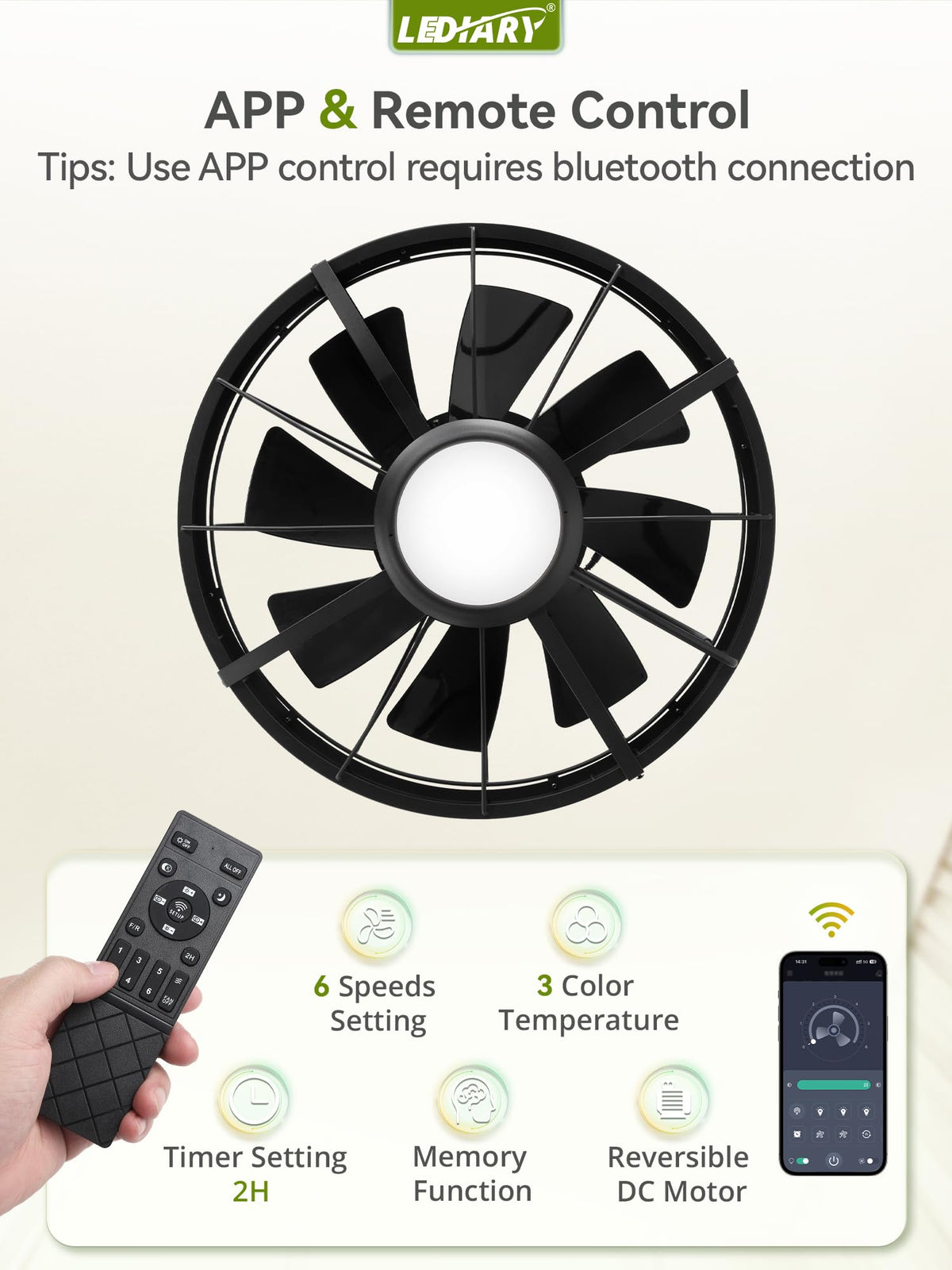 LEDIARY 6-speed performance adapts to outdoor cooling needs.