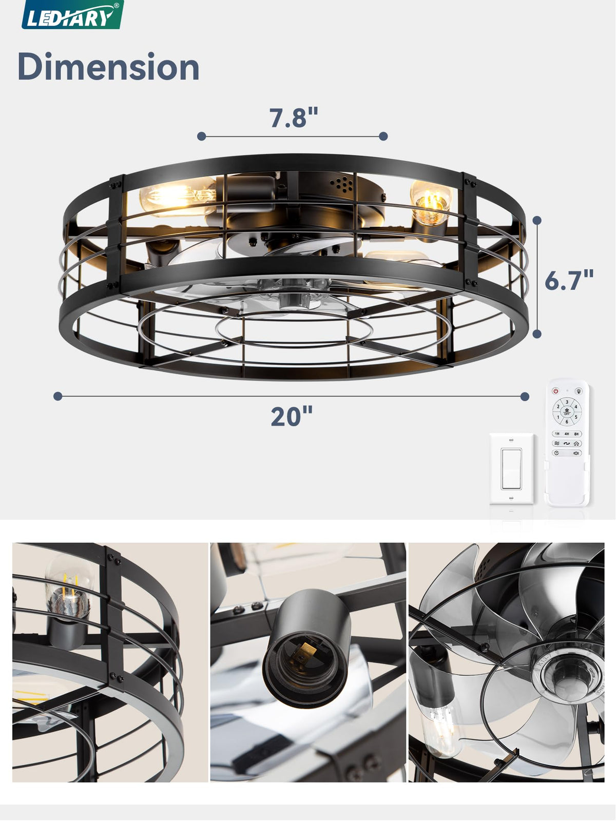 LEDIARY bladeless enclosed fan inside a safe cage for safer airflow.