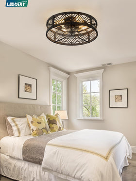 LEDIARY 20in ceiling fan with light in living area.